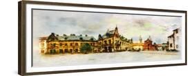 Panoramic View behind the St Vitus Cathedral in Prague Made in Artistic Watercolor Style-Timofeeva Maria-Framed Premium Giclee Print