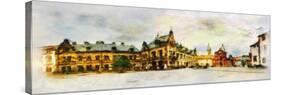 Panoramic View behind the St Vitus Cathedral in Prague Made in Artistic Watercolor Style-Timofeeva Maria-Stretched Canvas