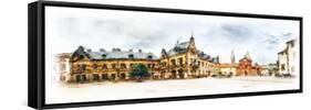 Panoramic View behind the St Vitus Cathedral in Prague Made in Artistic Watercolor Style-Timofeeva Maria-Framed Stretched Canvas