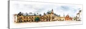 Panoramic View behind the St Vitus Cathedral in Prague Made in Artistic Watercolor Style-Timofeeva Maria-Stretched Canvas