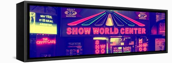 Panoramic View Cityscape - Urban Scene by Night - Vintage Store in Times Square - Manhattan-Philippe Hugonnard-Framed Stretched Canvas