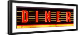 Panoramic View, "Diner" Sign Illuminated, Manhattan, New York-Philippe Hugonnard-Framed Photographic Print