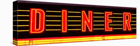 Panoramic View, "Diner" Sign Illuminated, Manhattan, New York-Philippe Hugonnard-Stretched Canvas