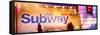 Panoramic View - Entrance of a Subway Station in Times Square - Urban Street Scene by Night-Philippe Hugonnard-Framed Stretched Canvas