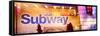 Panoramic View - Entrance of a Subway Station in Times Square - Urban Street Scene by Night-Philippe Hugonnard-Framed Stretched Canvas