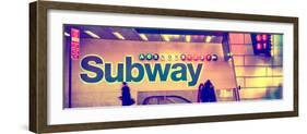 Panoramic View - Entrance of a Subway Station in Times Square - Urban Street Scene by Night-Philippe Hugonnard-Framed Photographic Print