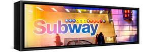 Panoramic View - Entrance of a Subway Station in Times Square - Urban Street Scene by Night-Philippe Hugonnard-Framed Stretched Canvas