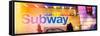 Panoramic View - Entrance of a Subway Station in Times Square - Urban Street Scene by Night-Philippe Hugonnard-Framed Stretched Canvas