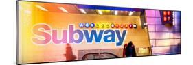 Panoramic View - Entrance of a Subway Station in Times Square - Urban Street Scene by Night-Philippe Hugonnard-Mounted Photographic Print