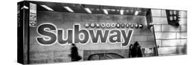 Panoramic View - Entrance of a Subway Station in Times Square - Urban Street Scene by Night-Philippe Hugonnard-Stretched Canvas