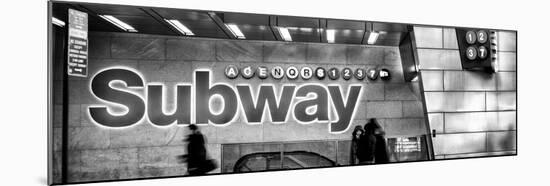 Panoramic View - Entrance of a Subway Station in Times Square - Urban Street Scene by Night-Philippe Hugonnard-Mounted Premium Photographic Print