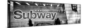 Panoramic View - Entrance of a Subway Station in Times Square - Urban Street Scene by Night-Philippe Hugonnard-Mounted Premium Photographic Print