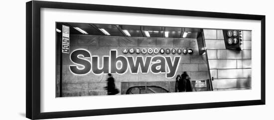 Panoramic View - Entrance of a Subway Station in Times Square - Urban Street Scene by Night-Philippe Hugonnard-Framed Photographic Print