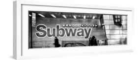 Panoramic View - Entrance of a Subway Station in Times Square - Urban Street Scene by Night-Philippe Hugonnard-Framed Photographic Print