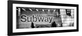 Panoramic View - Entrance of a Subway Station in Times Square - Urban Street Scene by Night-Philippe Hugonnard-Framed Photographic Print