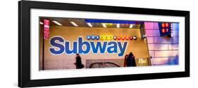 Panoramic View - Entrance of a Subway Station in Times Square - Urban Street Scene by Night-Philippe Hugonnard-Framed Photographic Print