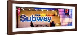 Panoramic View - Entrance of a Subway Station in Times Square - Urban Street Scene by Night-Philippe Hugonnard-Framed Photographic Print