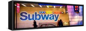 Panoramic View - Entrance of a Subway Station in Times Square - Urban Street Scene by Night-Philippe Hugonnard-Framed Stretched Canvas