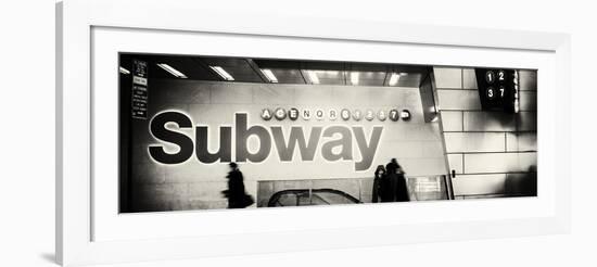 Panoramic View - Entrance of a Subway Station in Times Square - Urban Street Scene by Night-Philippe Hugonnard-Framed Photographic Print