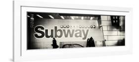 Panoramic View - Entrance of a Subway Station in Times Square - Urban Street Scene by Night-Philippe Hugonnard-Framed Photographic Print