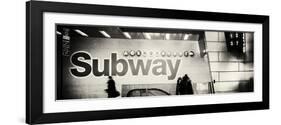 Panoramic View - Entrance of a Subway Station in Times Square - Urban Street Scene by Night-Philippe Hugonnard-Framed Photographic Print