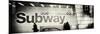 Panoramic View - Entrance of a Subway Station in Times Square - Urban Street Scene by Night-Philippe Hugonnard-Mounted Photographic Print