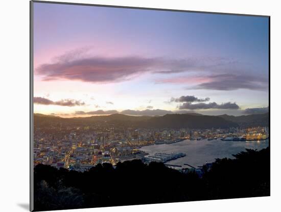 Panoramic View from Mount Victoria at Sunset, of Wellington, North Island, New Zealand-Don Smith-Mounted Photographic Print