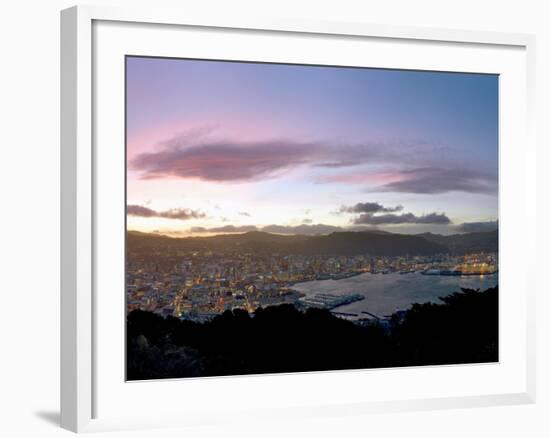 Panoramic View from Mount Victoria at Sunset, of Wellington, North Island, New Zealand-Don Smith-Framed Photographic Print