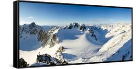 Panoramic view from summit of Hintere Jamspitze. Switzerland, Europe.-ClickAlps-Framed Stretched Canvas