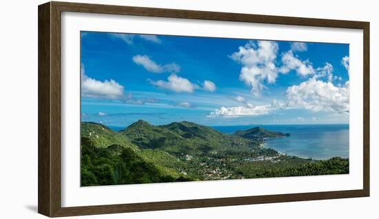 Panoramic view from the highest peak on the island of Koh Tao, Thailand, Southeast Asia, Asia-Logan Brown-Framed Photographic Print