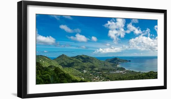 Panoramic view from the highest peak on the island of Koh Tao, Thailand, Southeast Asia, Asia-Logan Brown-Framed Photographic Print