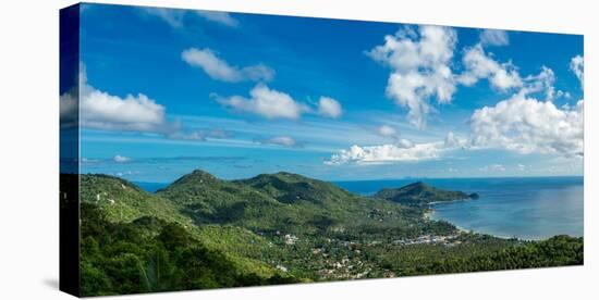 Panoramic view from the highest peak on the island of Koh Tao, Thailand, Southeast Asia, Asia-Logan Brown-Stretched Canvas