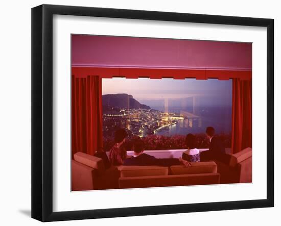 Panoramic View from the Vistaero Hotel Perched on the Edge of a Cliff Above Monte Carlo, Monaco-Ralph Crane-Framed Premium Photographic Print