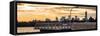 Panoramic View - Jetty View with Manhattan and One World Trade Center (1WTC) at Sunset-Philippe Hugonnard-Framed Stretched Canvas