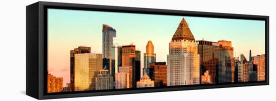 Panoramic View - Manhattan Buildings Sunset in Winter-Philippe Hugonnard-Framed Stretched Canvas