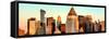 Panoramic View - Manhattan Buildings Sunset in Winter-Philippe Hugonnard-Framed Stretched Canvas