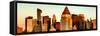 Panoramic View - Manhattan Buildings Sunset in Winter-Philippe Hugonnard-Framed Stretched Canvas