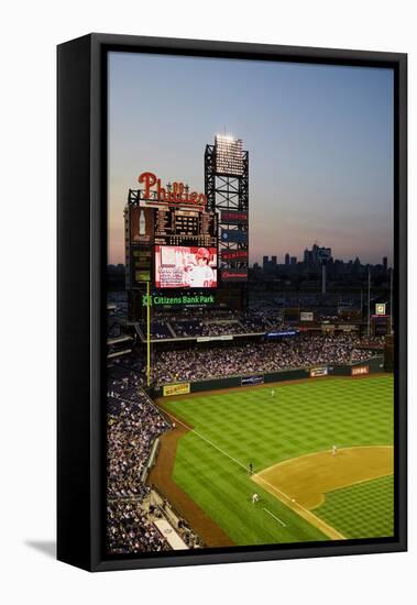 Panoramic view of 29,183 baseball fans at Citizens Bank Park, Philadelphia, PA, who are watching...-null-Framed Stretched Canvas