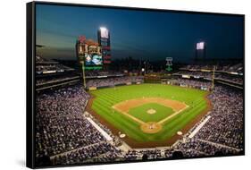 Panoramic view of 29,183 baseball fans at Citizens Bank Park, Philadelphia, PA, who are watching...-null-Framed Stretched Canvas