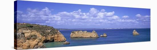 Panoramic View of a Coastline, Southern Portugal, Algarve Region, Lagos, Portugal-null-Stretched Canvas