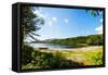 Panoramic View of A Lake with Boat from A Forest in Northern Norway-Lamarinx-Framed Stretched Canvas