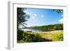 Panoramic View of A Lake with Boat from A Forest in Northern Norway-Lamarinx-Framed Photographic Print