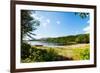 Panoramic View of A Lake with Boat from A Forest in Northern Norway-Lamarinx-Framed Photographic Print