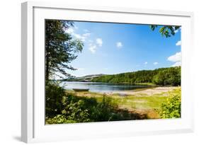 Panoramic View of A Lake with Boat from A Forest in Northern Norway-Lamarinx-Framed Photographic Print