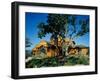 Panoramic View of a Log Cabin on a Hill-null-Framed Photographic Print