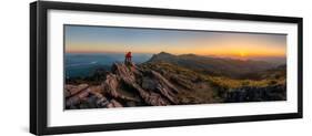 Panoramic View of a Man Watching Sunset in the Most Beautiful Time-Chan Srithaweeporn-Framed Photographic Print