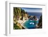 Panoramic View Of A Small Cove With A Waterfall-George Oze-Framed Premium Photographic Print