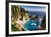 Panoramic View Of A Small Cove With A Waterfall-George Oze-Framed Photographic Print