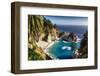 Panoramic View Of A Small Cove With A Waterfall-George Oze-Framed Photographic Print