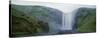 Panoramic View of a Waterfall, Skogafoss Waterfall, Skogar, Iceland-null-Stretched Canvas